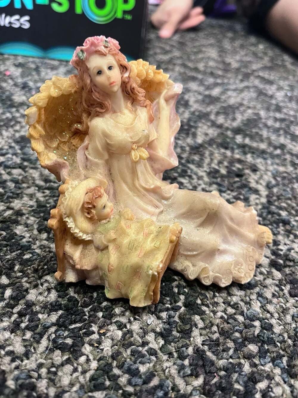 K's Collection Angel Figurine with Baby in Bassinet